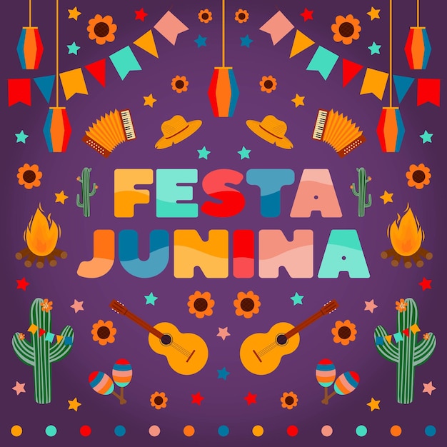 Carte Festa Junina Festival traditionnel de juin au Brésil