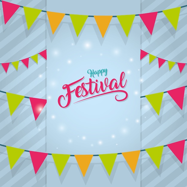 Carte De Festival Heureux Avec Décoration De Fête