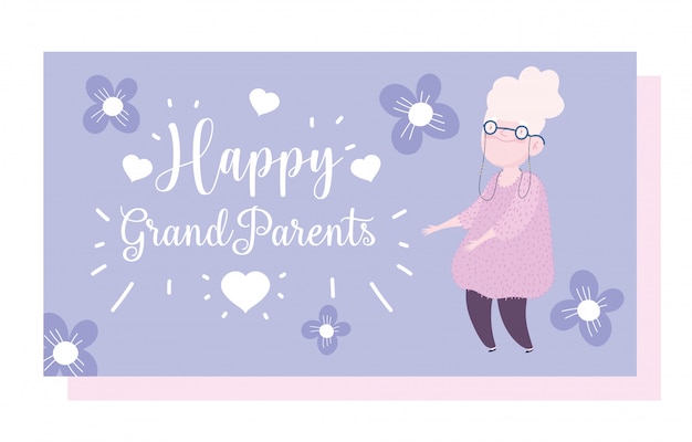 Vecteur carte de fête des grands-parents heureux