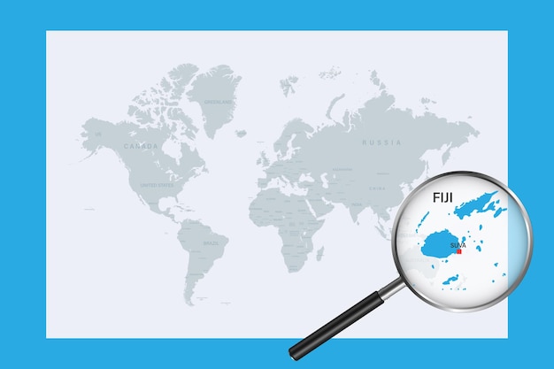 Carte Des Fidji Sur La Carte Du Monde Politique Avec Loupe