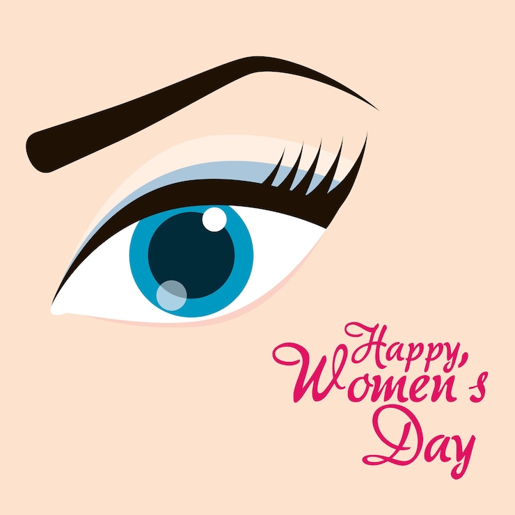 Vecteur carte de fille oeil mignon jour heureux womens