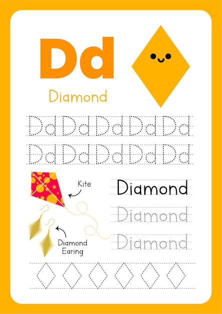 Vecteur carte flash à forme de diamant à vecteur plat imprimable pour les enfants
