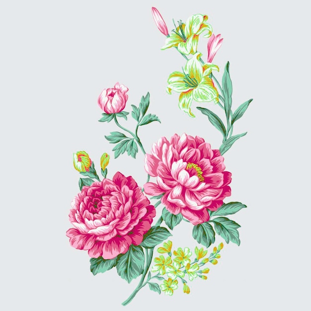 Carte Florale, Art Numérique, Design Floral