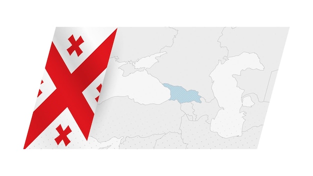 Vecteur carte de géorgie dans un style moderne avec le drapeau de géorgie sur le côté gauche