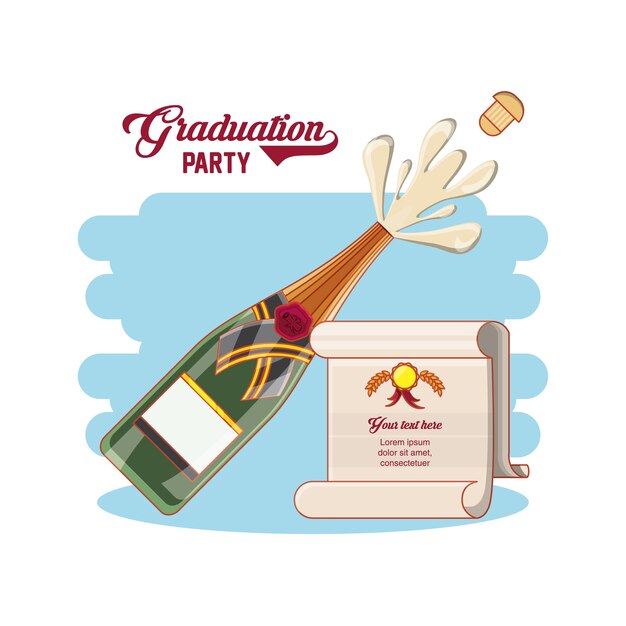 Carte De Graduation Avec Bouteille De Vin