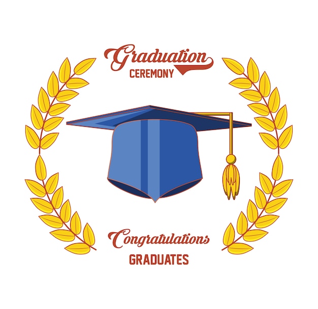 carte de graduation avec l'icône du chapeau