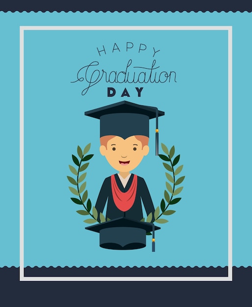 Carte De Graduation Avec Personnage D'homme