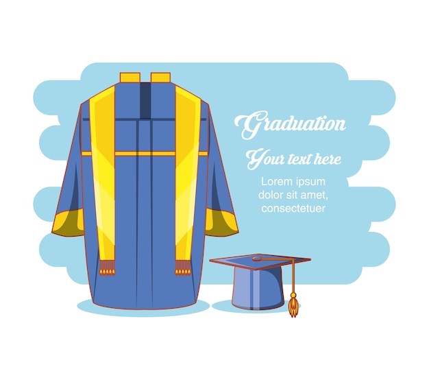 Vecteur carte de graduation avec uniforme de costume