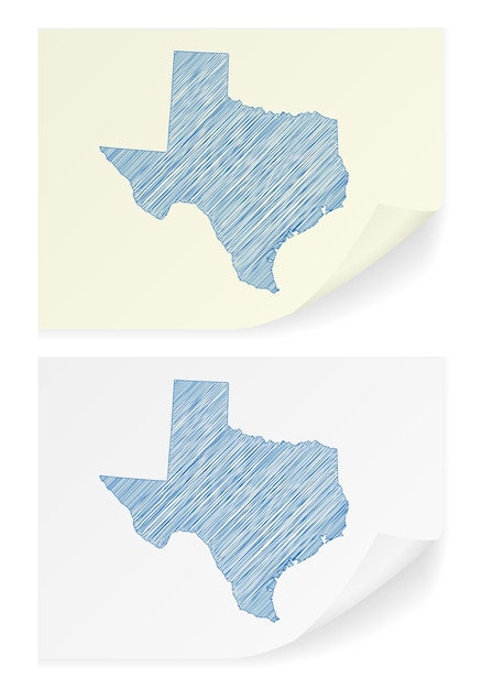 Vecteur carte de gribouillis du texas