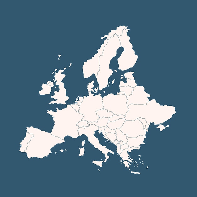 Vecteur carte de haute qualité de l'europe avec les frontières des régions