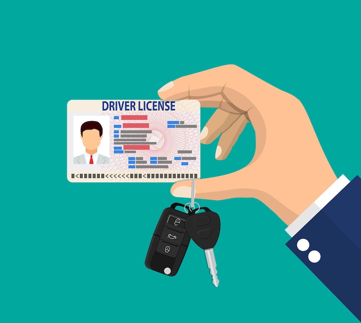 Vecteur carte d'identification de permis d'homme de conducteur de voiture