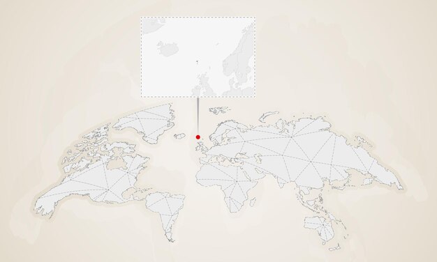 Carte Des îles Féroé Avec Les Pays Voisins épinglée Sur La Carte Du Monde