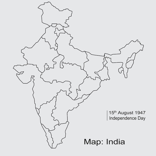 Vecteur carte de l'inde avec vecteur de contour des états