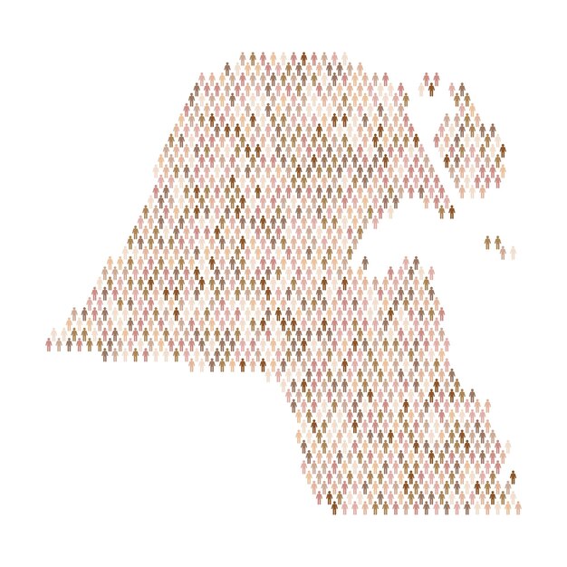 Carte Infographique De La Population Du Koweït Réalisée à Partir De Personnes En Forme De Bâton