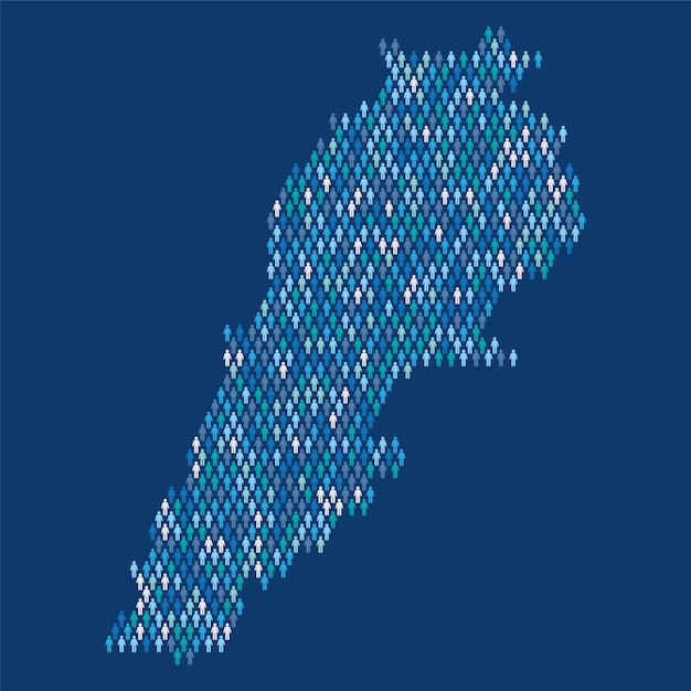 Carte Infographique De La Population Du Liban Réalisée à Partir De Personnes En Forme De Bâton