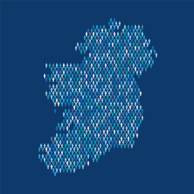 Carte infographique de la population de l'irlande faite à partir de personnes en forme de bâton