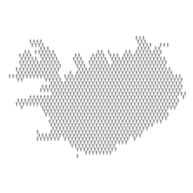 Carte Infographique De La Population De L'islande Faite à Partir De Personnes En Forme De Bâton