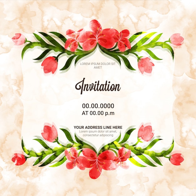 Carte D'invitation Créative Avec De Belles Fleurs.