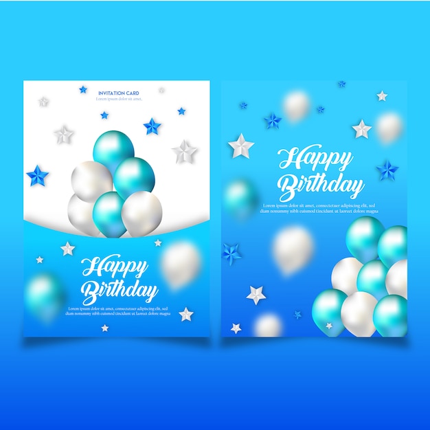 Carte d&#39;invitation double anniversaire avec ballons