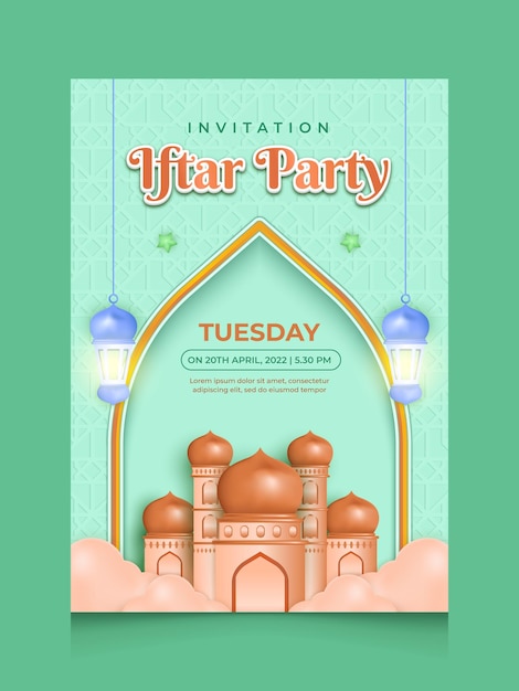 Carte D'invitation à La Fête De L'iftar Pour Le Ramadan Kareem