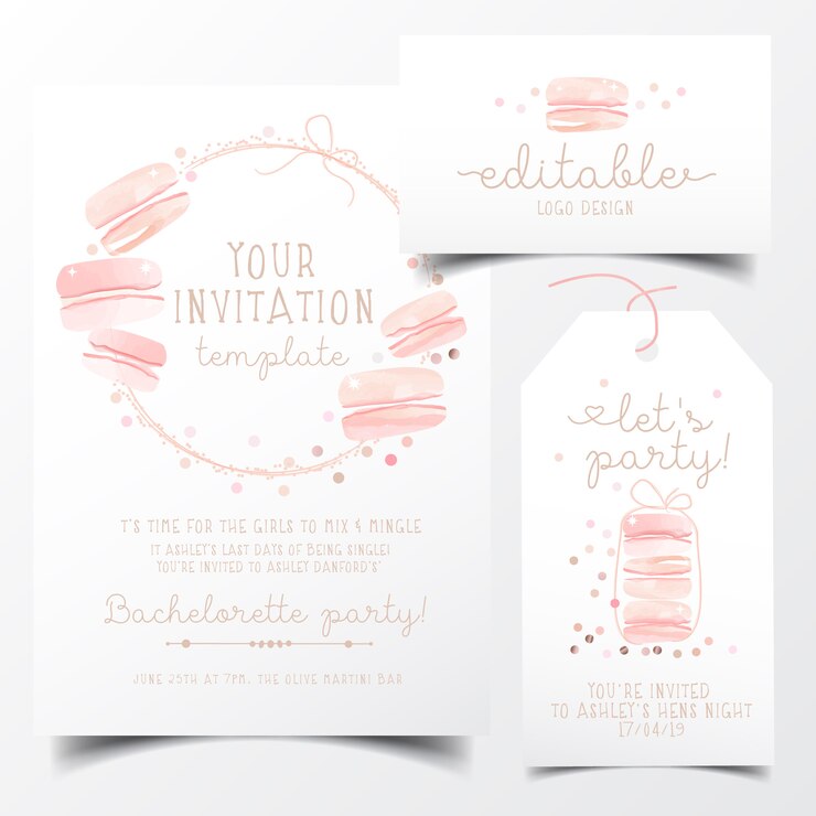 Carte d'invitation de fête de macarons