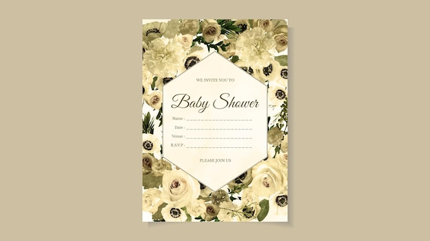 Carte D'invitation Florale De Douche De Bébé Pour Bébés Garçons Ou Filles Fleurs Mignonnes