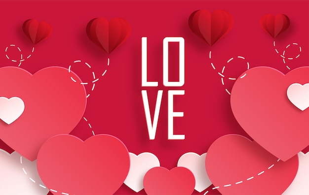 Carte d'invitation heureuse saint valentin avec des coeurs pour le jour de l'amour sur fond de couleur