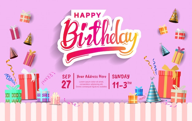 Carte d'invitation de joyeux anniversaire