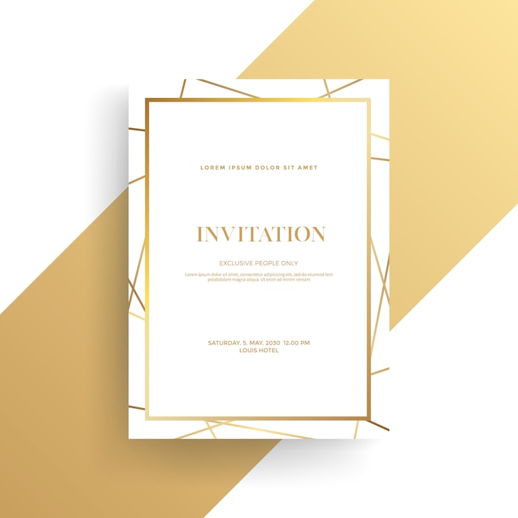 Vecteur carte d'invitation de luxe avec texture dorée