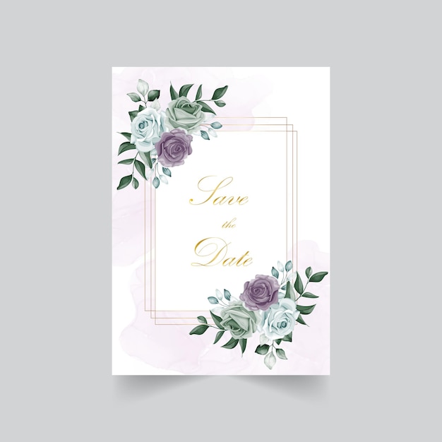 Carte d'invitation de mariage aquarelle belle fleur épanouie