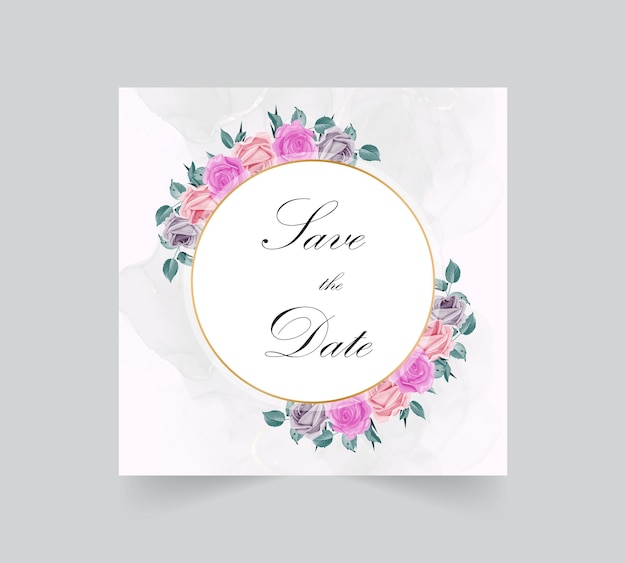 Carte D'invitation De Mariage Aquarelle Belle Fleur épanouie