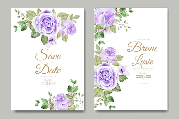 Carte D'invitation De Mariage Avec Aquarelle De Feuilles Florales