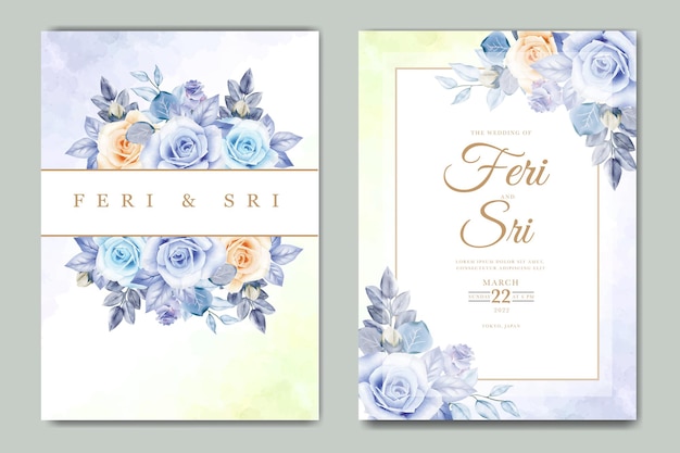 Carte D'invitation De Mariage Avec Aquarelle De Feuilles Florales