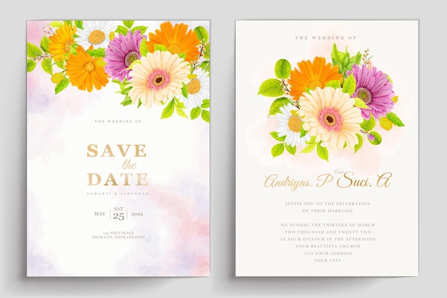 Carte D'invitation De Mariage Avec Aquarelle Floral