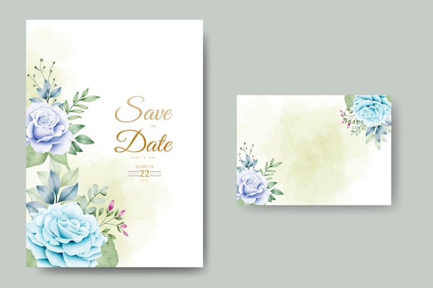 Carte D'invitation De Mariage Aquarelle Florale Et Feuilles élégante