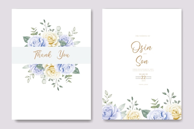 Carte d'invitation de mariage aquarelle florale et feuilles