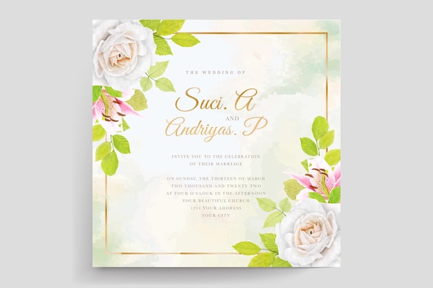 Carte D'invitation De Mariage Avec Aquarelle Florale