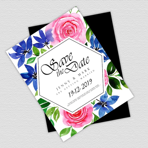 Carte D'invitation De Mariage Aquarelle Florale