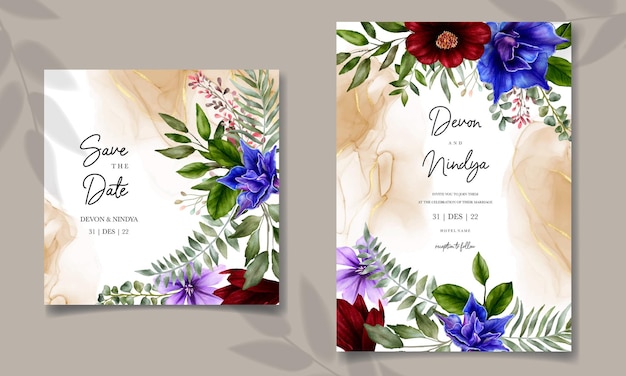 Carte D'invitation De Mariage Avec Aquarelle Florale