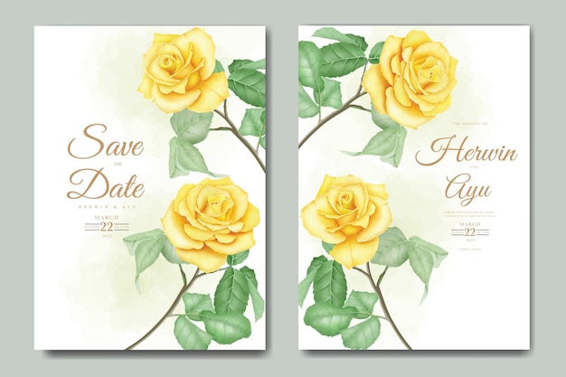 Carte D'invitation De Mariage Avec Aquarelle Florale