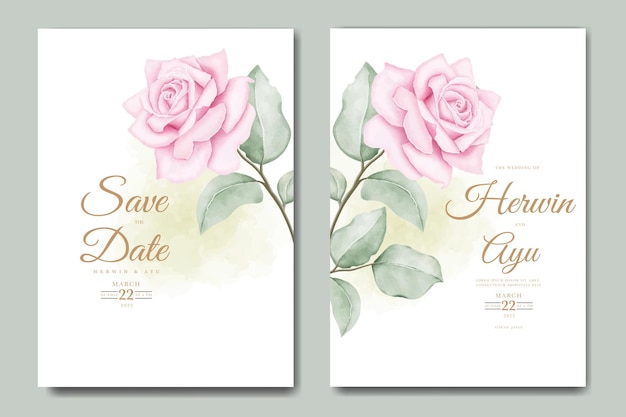 Carte D'invitation De Mariage Avec Aquarelle Florale