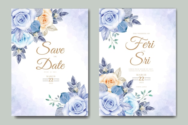 Carte D'invitation De Mariage Avec Aquarelle Florale