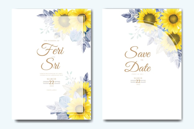 Carte D'invitation De Mariage Avec Aquarelle Florale