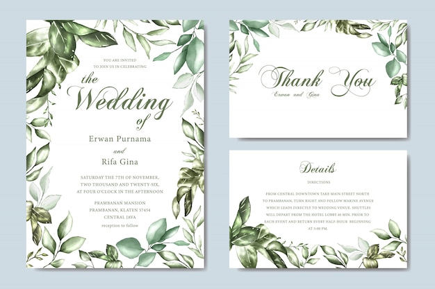 Carte D'invitation De Mariage Aquarelle