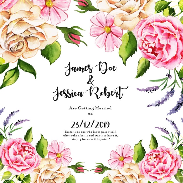 Carte D'invitation De Mariage Aquarelle