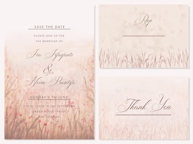 carte d'invitation de mariage aquarelle