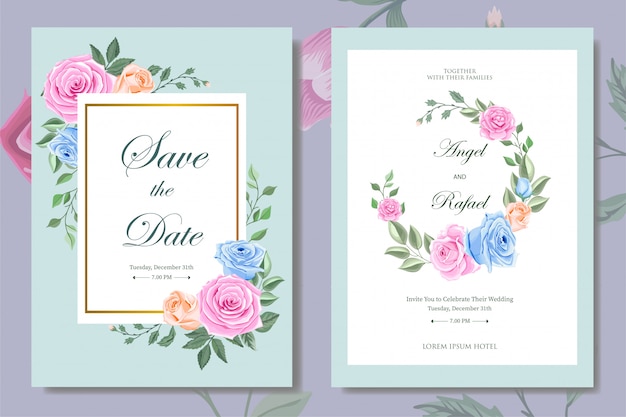 Carte D'invitation De Mariage Avec Beau Modèle Floral