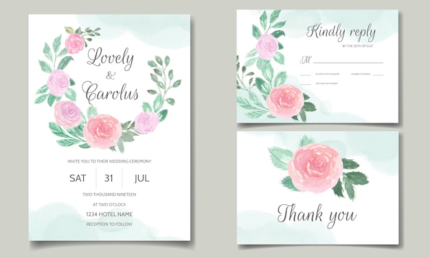 Carte D'invitation De Mariage Avec Une Belle Aquarelle Florale