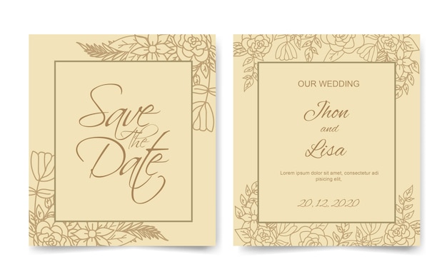 Carte D'invitation De Mariage Avec De Belles Fleurs