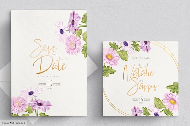 Carte D'invitation De Mariage Chrysanthème Aquarelle